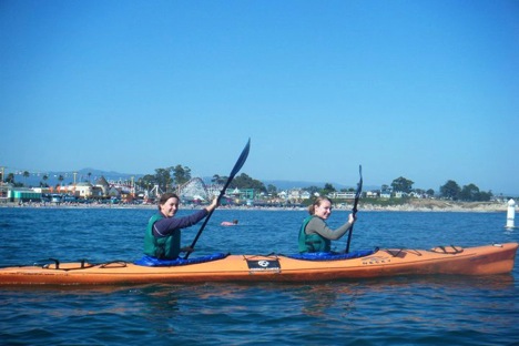 Just a couple of friends, paddling through the waves of life.