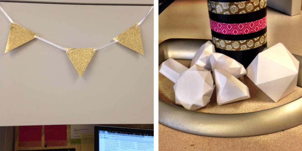 Hung some adorable glitter bunting and created a Paper Gem Garden.